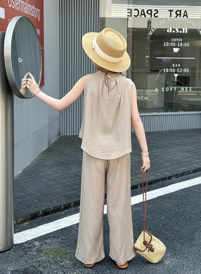 Take Two Girls Sleeveless Top And Wide Leg Pants Set - Image 5